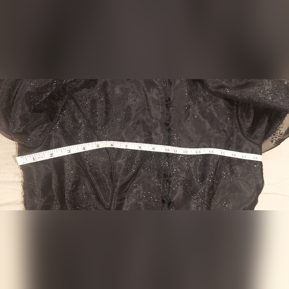 R&M Richards Elegant Black Blouse with Sheer Sleeves - Picture 12 of 12